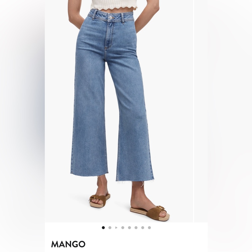 Mango Wide leg raw hem Jean